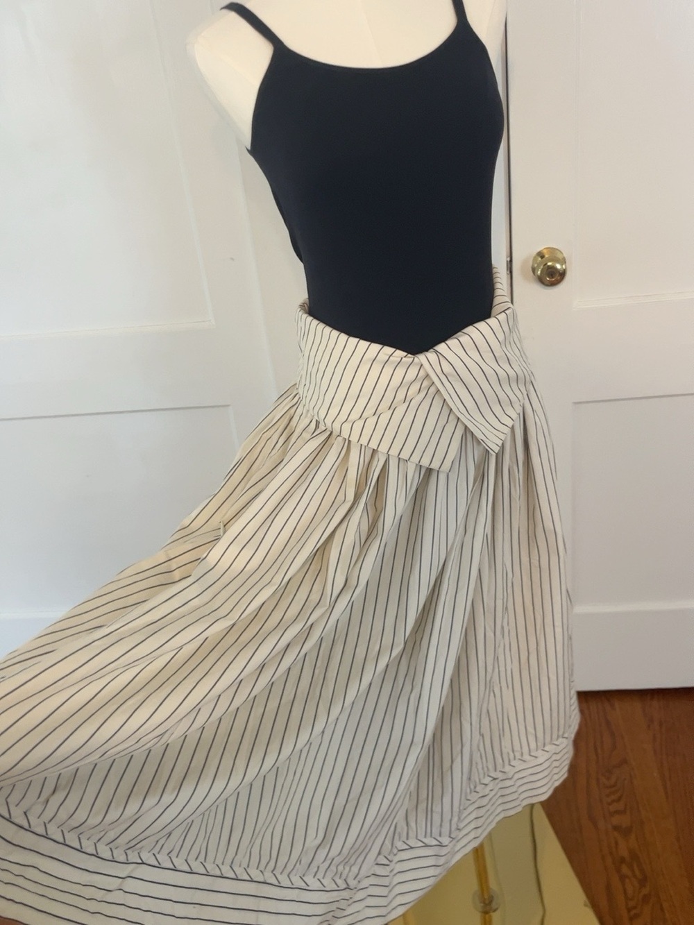 Vintage 1980s Kenzo Pinstripe Skirt with Pockets Archive# 6012